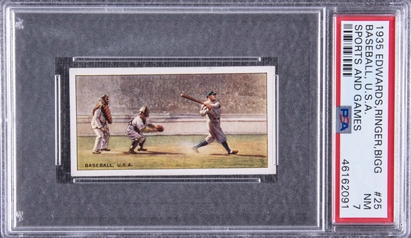 1935 Edwards, Ringer & Bigg Tobacco "Sports & Games In Many Lands" #25 Baseball, U.S.A./Babe Ruth – PSA NM 7